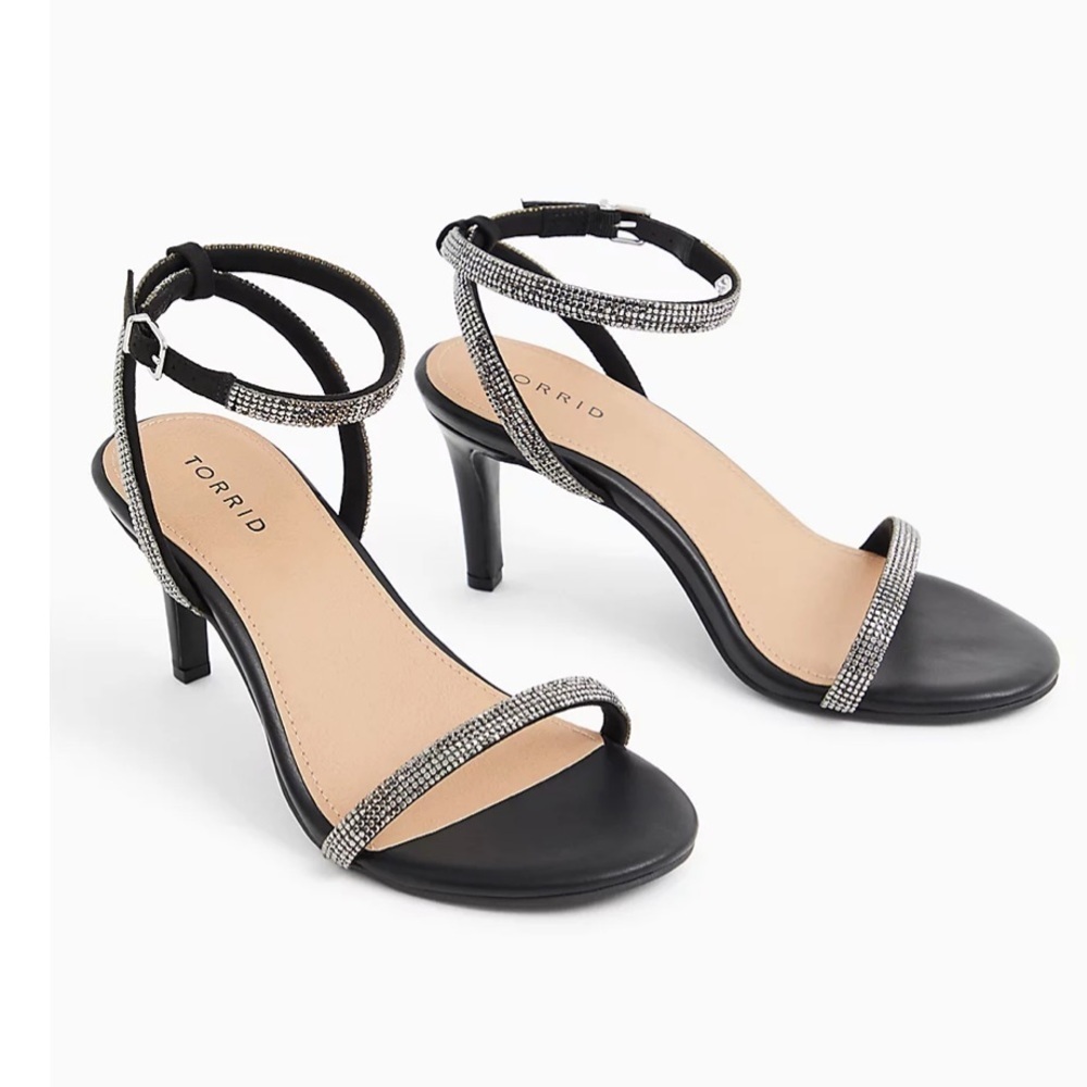 Torrid BLACK FAUX RHINESTONE ANKLE STRAP HEEL 8.5W